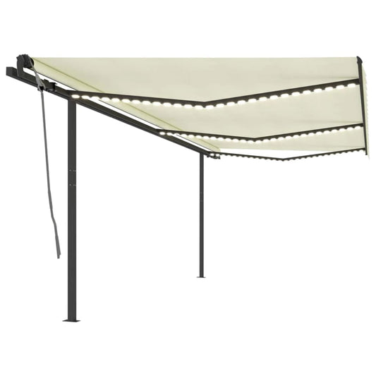 vidaXL Manual Retractable Awning with LED 6x3.5 m Cream