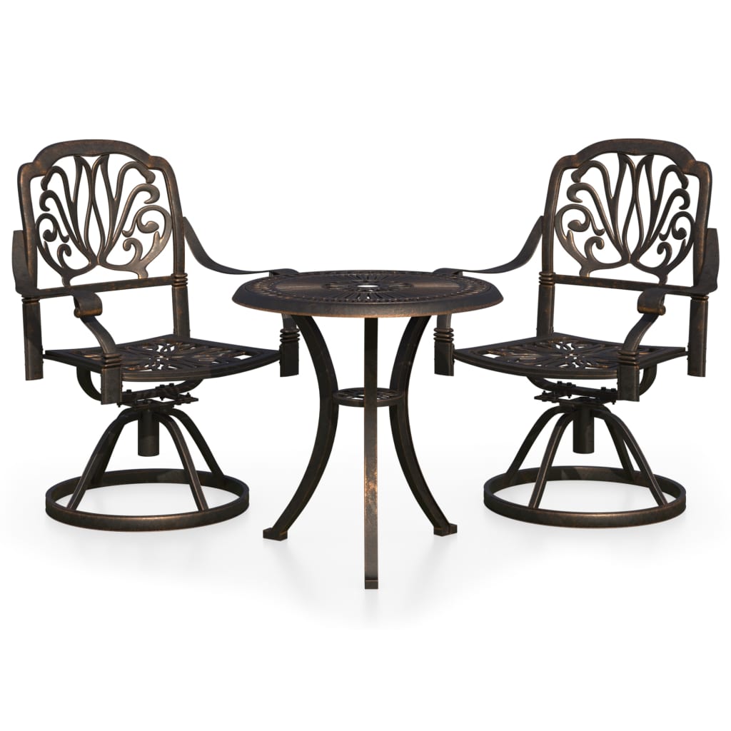 vidaXL 3 Piece Bistro Set Cast Aluminium Bronze