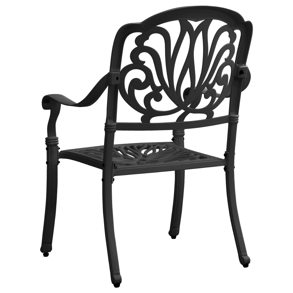 vidaXL 3 Piece Bistro Set Cast Aluminium Black