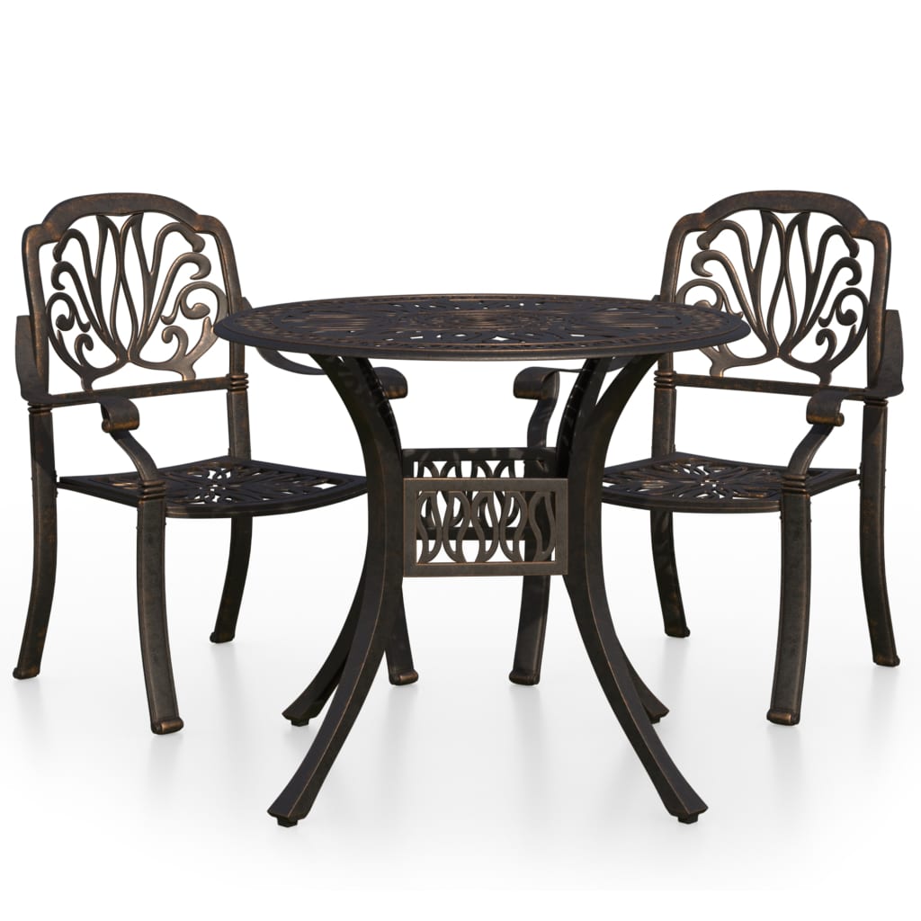 vidaXL 3 Piece Bistro Set Cast Aluminium Bronze