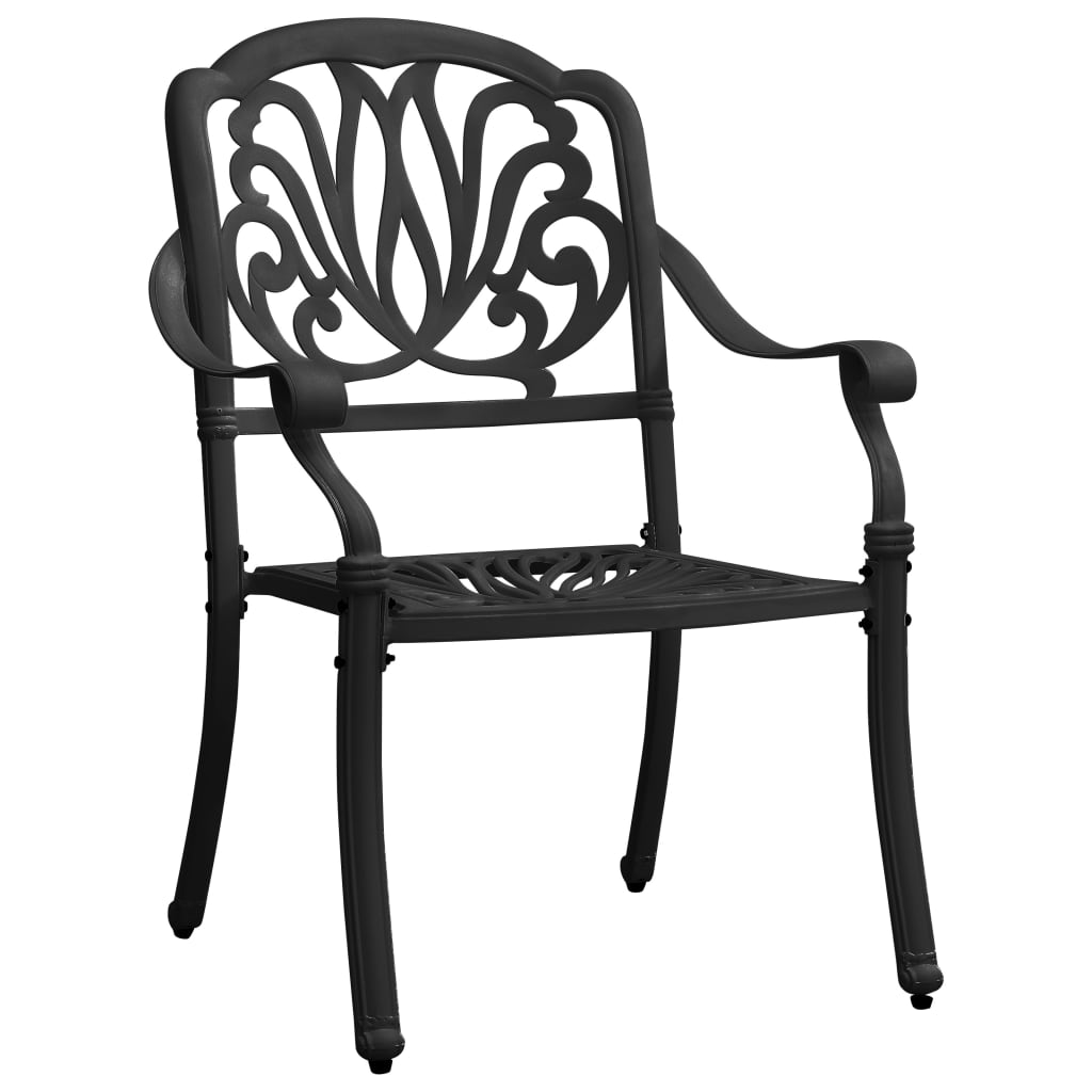 vidaXL 3 Piece Bistro Set Cast Aluminium Black