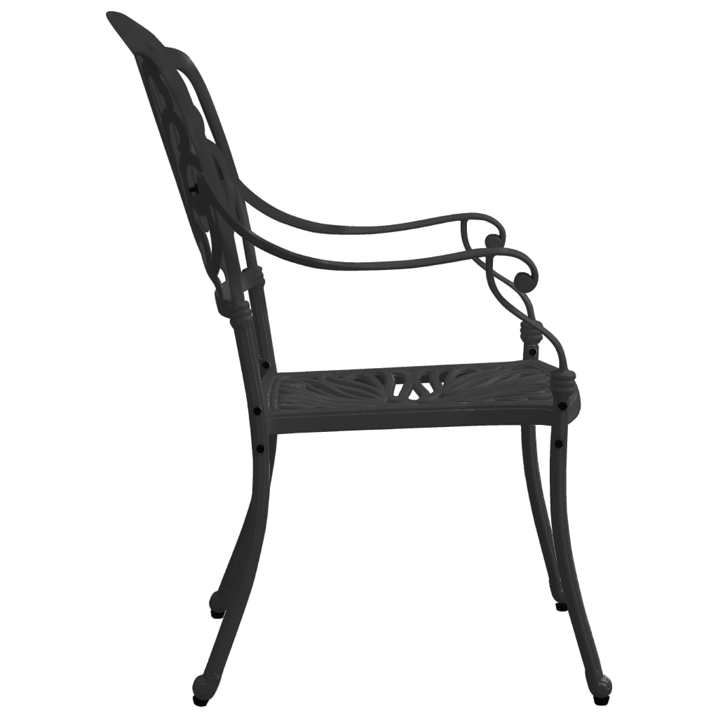 vidaXL 3 Piece Bistro Set Cast Aluminium Black