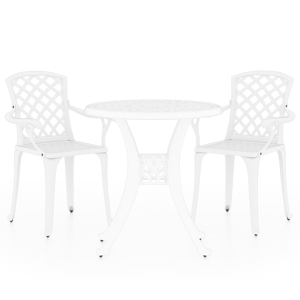 vidaXL 3 Piece Bistro Set Cast Aluminium White