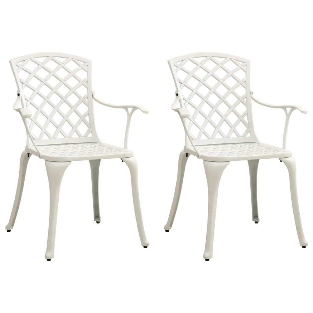 vidaXL 3 Piece Bistro Set Cast Aluminium White