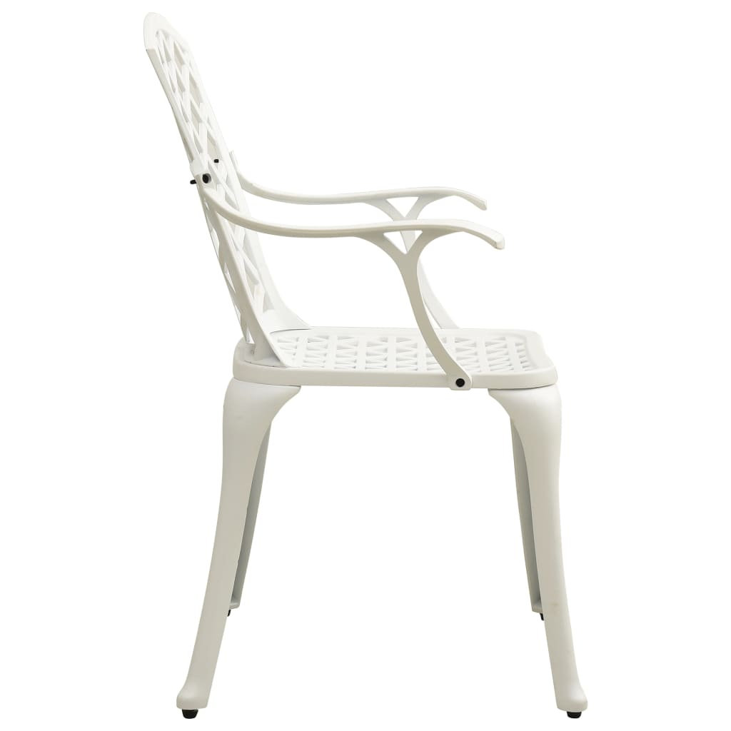 vidaXL 3 Piece Bistro Set Cast Aluminium White