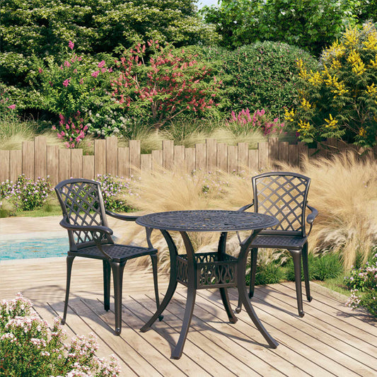 vidaXL 3 Piece Bistro Set Cast Aluminium Black