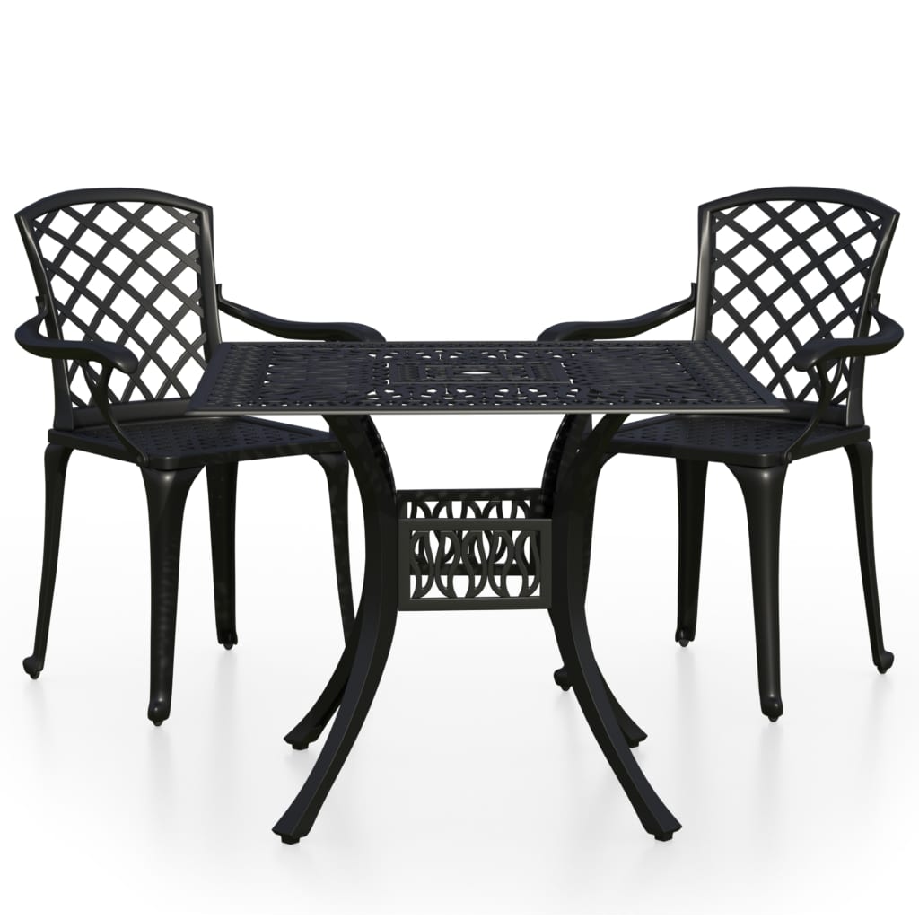 vidaXL 3 Piece Bistro Set Cast Aluminium Black