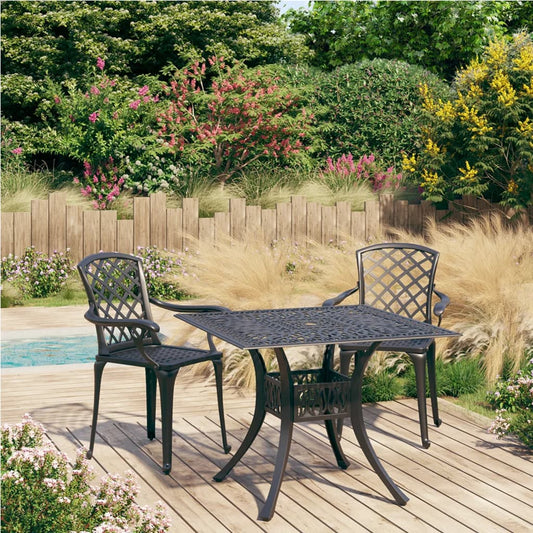 vidaXL 3 Piece Bistro Set Cast Aluminium Black