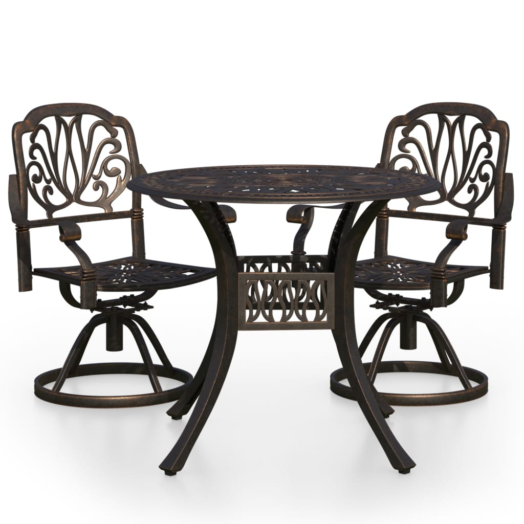 vidaXL 3 Piece Bistro Set Cast Aluminium Bronze