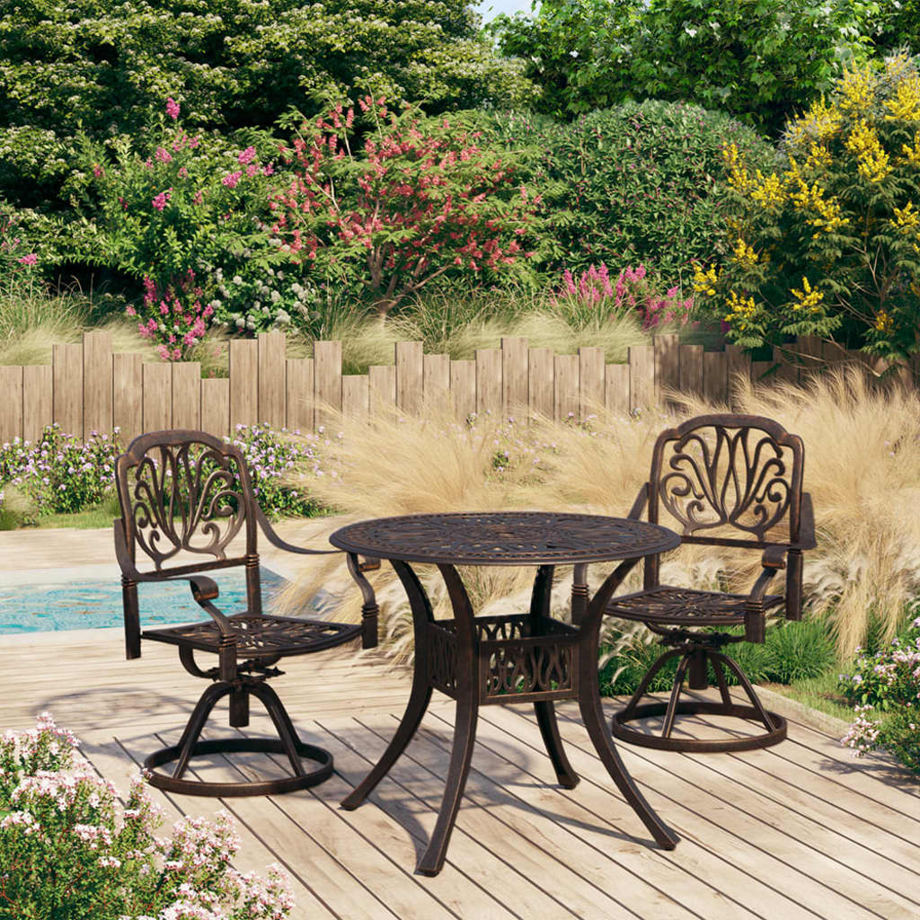 vidaXL 3 Piece Bistro Set Cast Aluminium Bronze