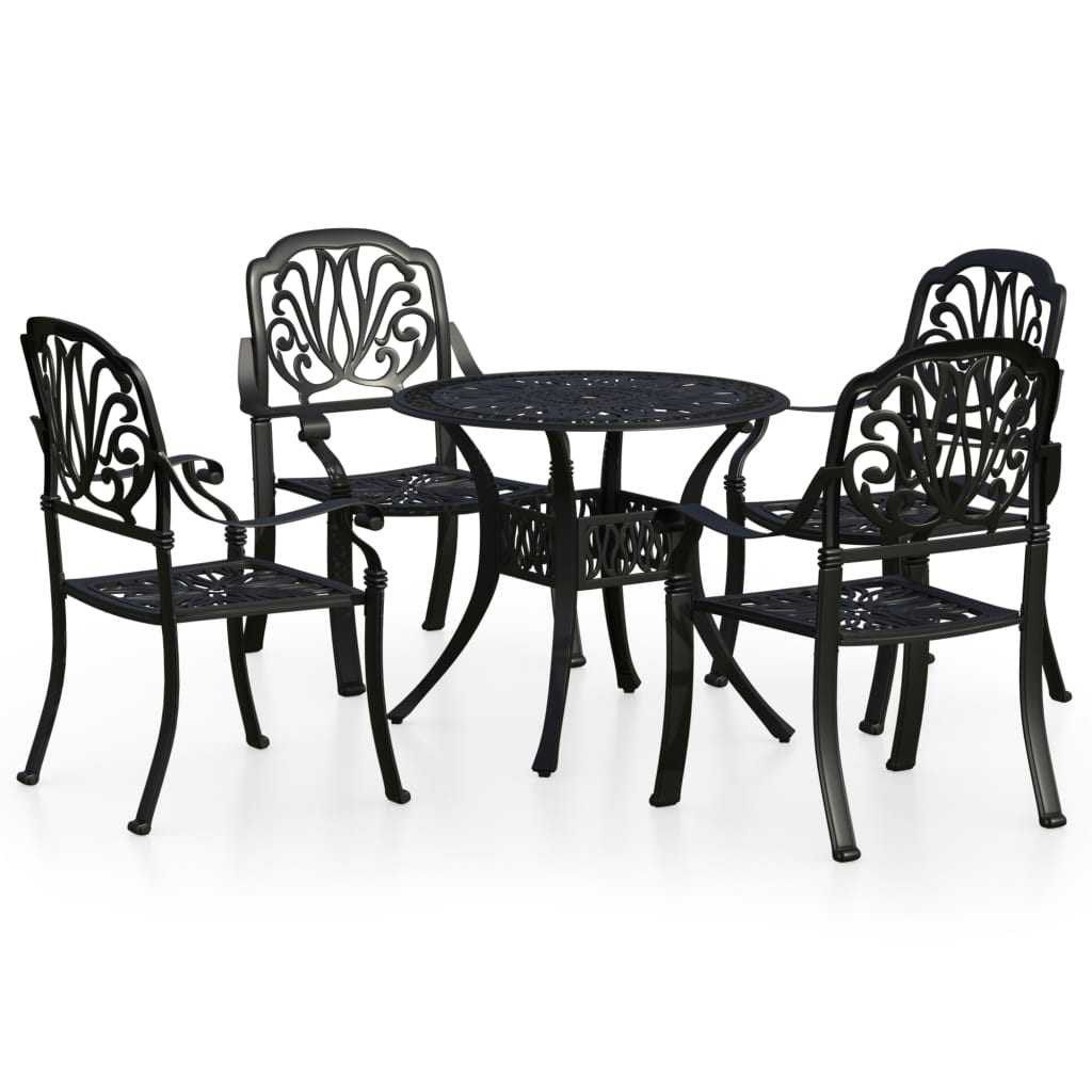 vidaXL 5 Piece Bistro Set Cast Aluminium Black