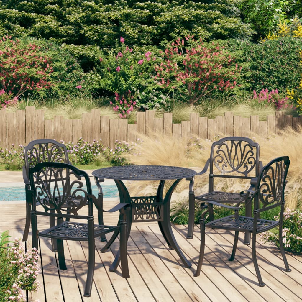 vidaXL 5 Piece Bistro Set Cast Aluminium Black