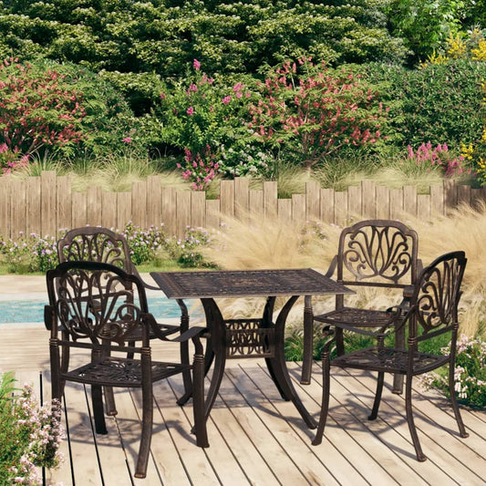 vidaXL 5 Piece Bistro Set Cast Aluminium Bronze