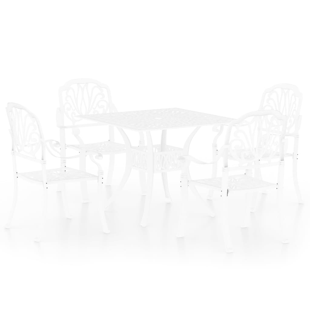 vidaXL 5 Piece Bistro Set Cast Aluminium White