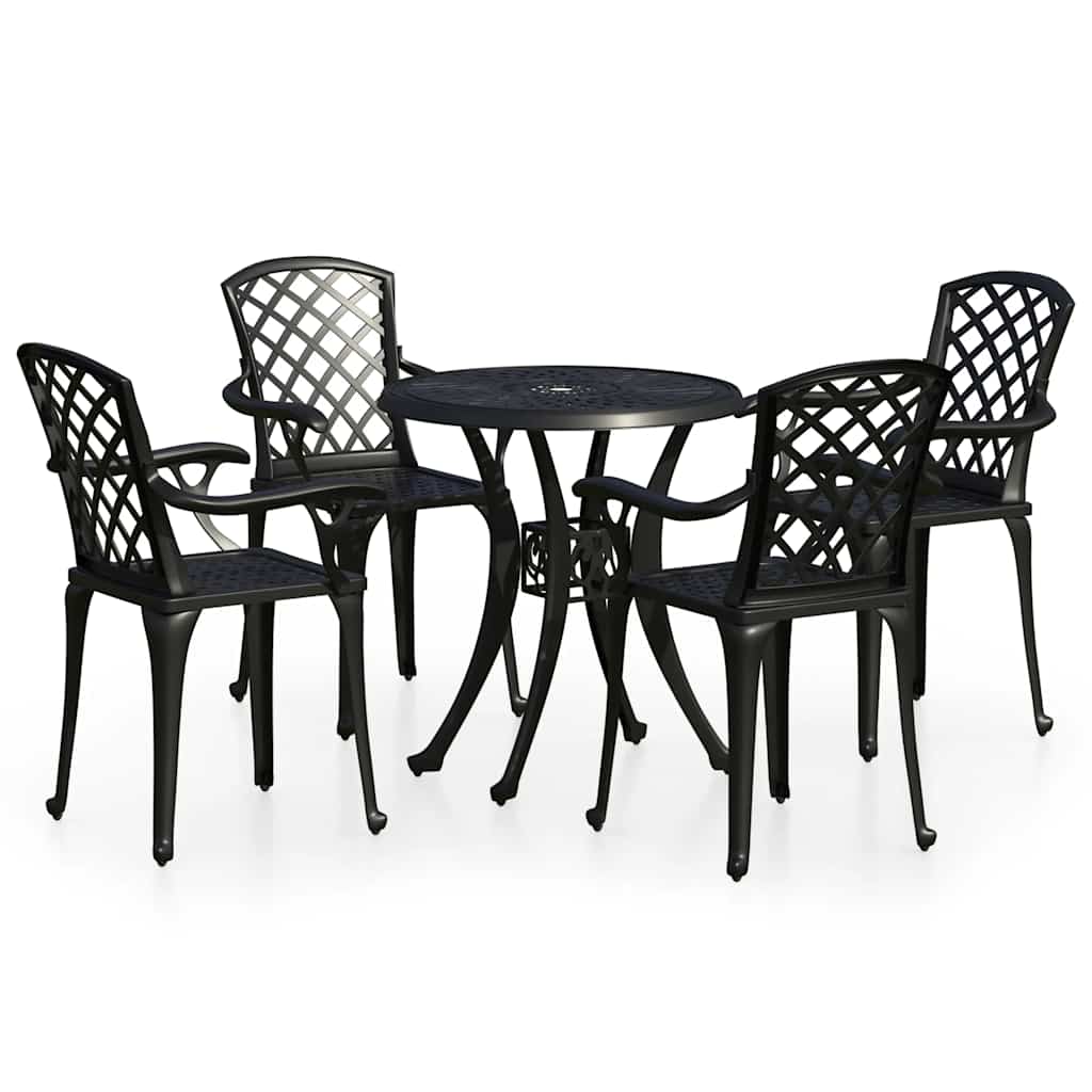 5 Piece Bistro Set Cast Aluminium Black