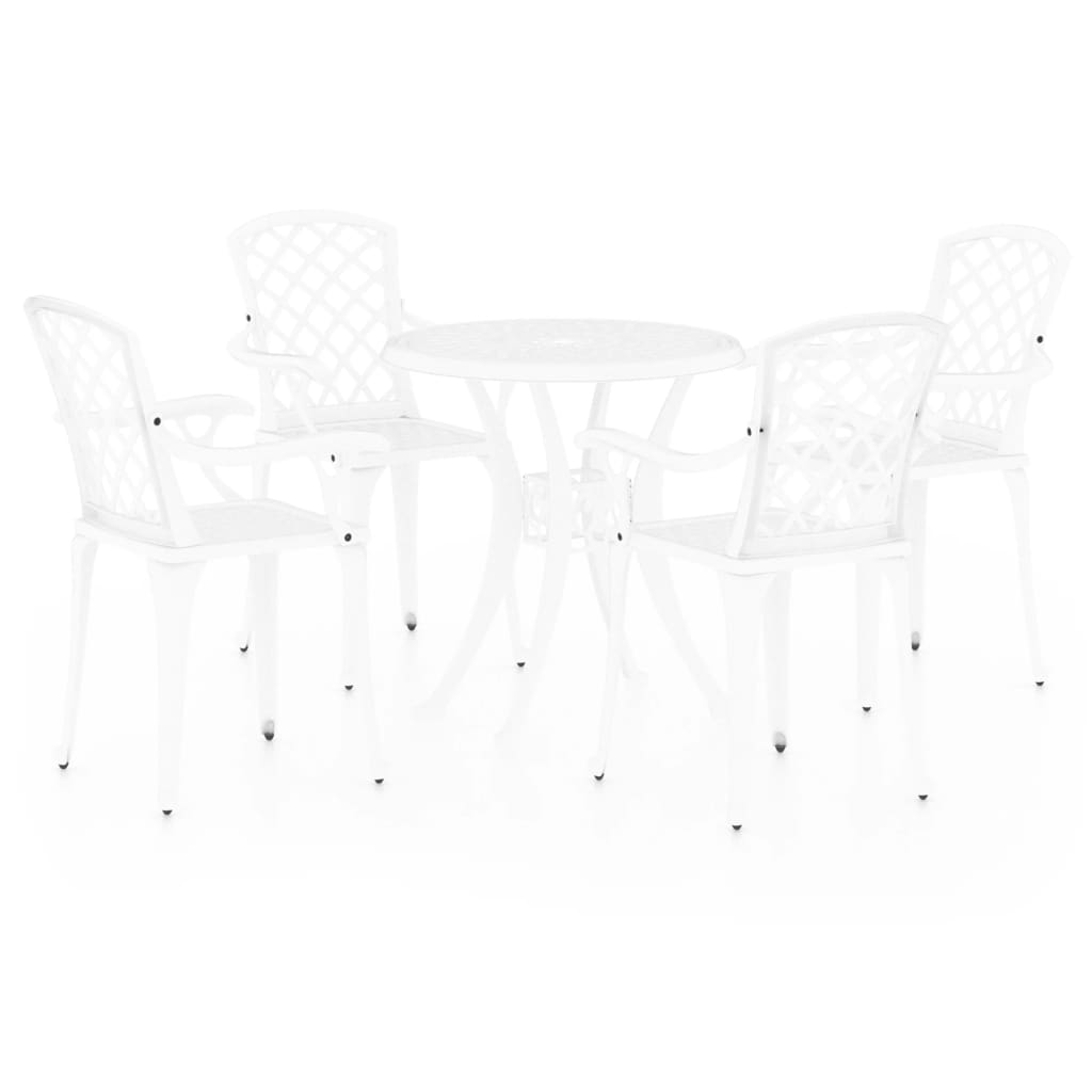 Bistro Set | White | Cast aluminium | Medium | Decorative Inlays