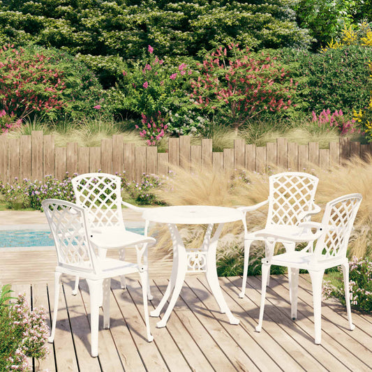 Bistro Set | White | Cast aluminium | Medium | Decorative Inlays