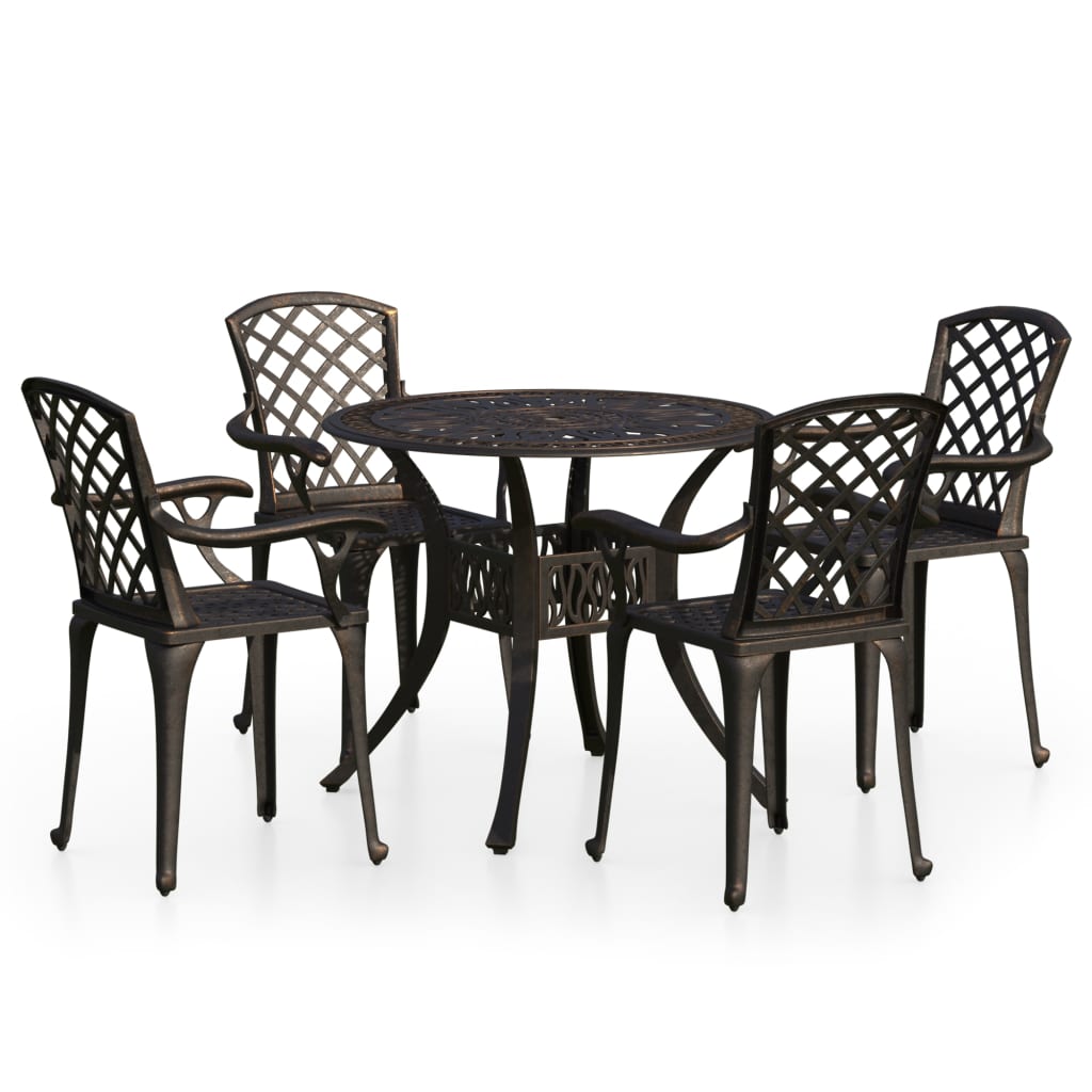 vidaXL 5 Piece Bistro Set Cast Aluminium Bronze