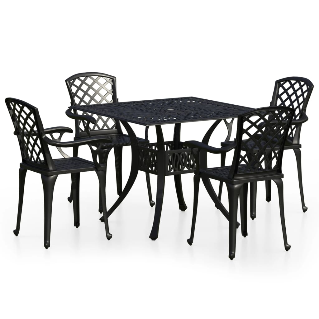 vidaXL 5 Piece Bistro Set Cast Aluminium Black