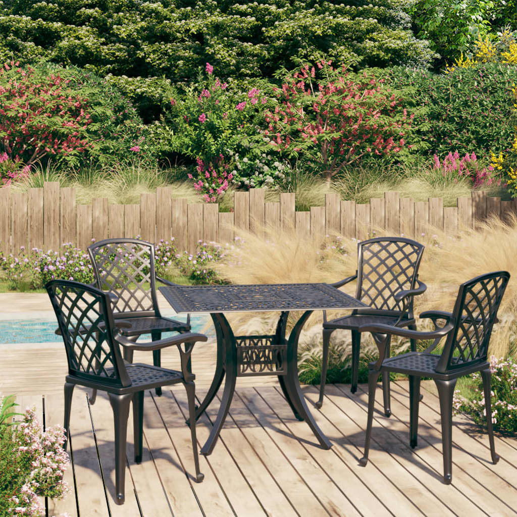 vidaXL 5 Piece Bistro Set Cast Aluminium Black