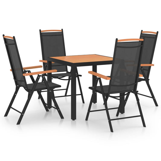 vidaXL 5 Piece Garden Dining Set Aluminium Black