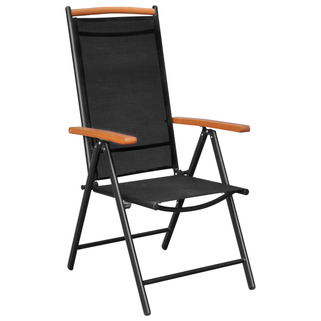 Dining Set | Black | Powder-coated aluminium, Textilene, WPC | Medium
