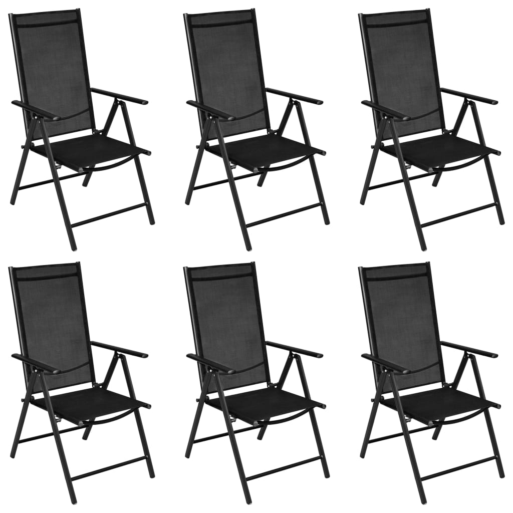 Dining Set | Black | Powder-coated aluminium, Textilene, Glass | Medium