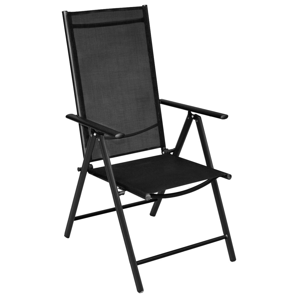 Dining Set | Black | Powder-coated aluminium, Textilene, Glass | Medium
