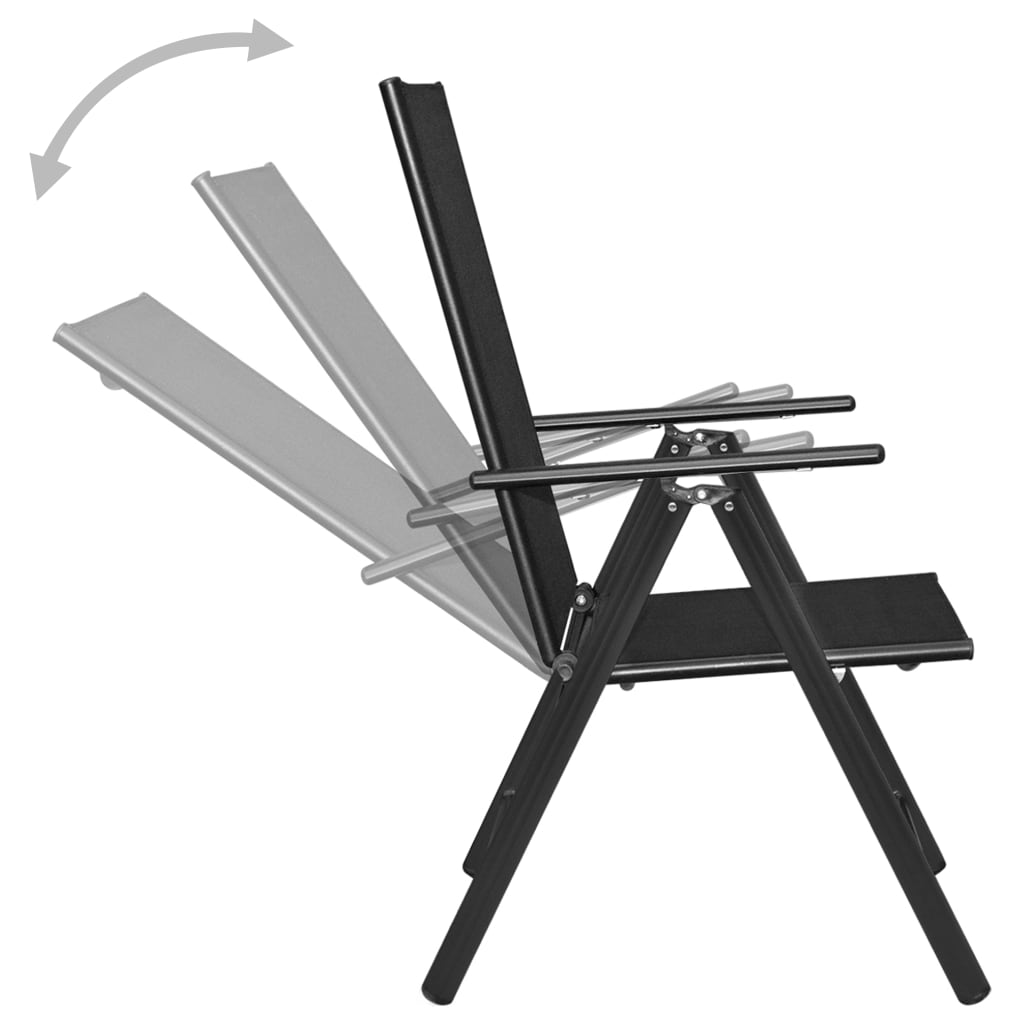 Dining Set | Black | Powder-coated aluminium, Textilene, Glass | Medium
