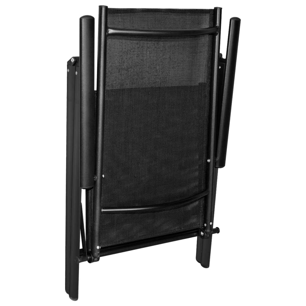 Dining Set | Black | Powder-coated aluminium, Textilene, Glass | Medium