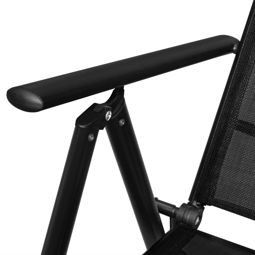 Dining Set | Black | Powder-coated aluminium, Textilene, Glass | Medium