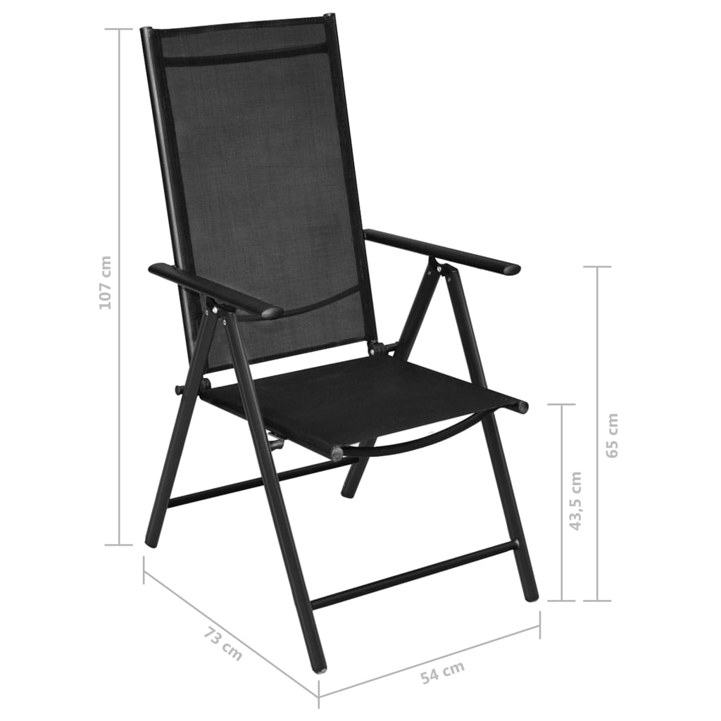 Dining Set | Black | Powder-coated aluminium, Textilene, Glass | Medium