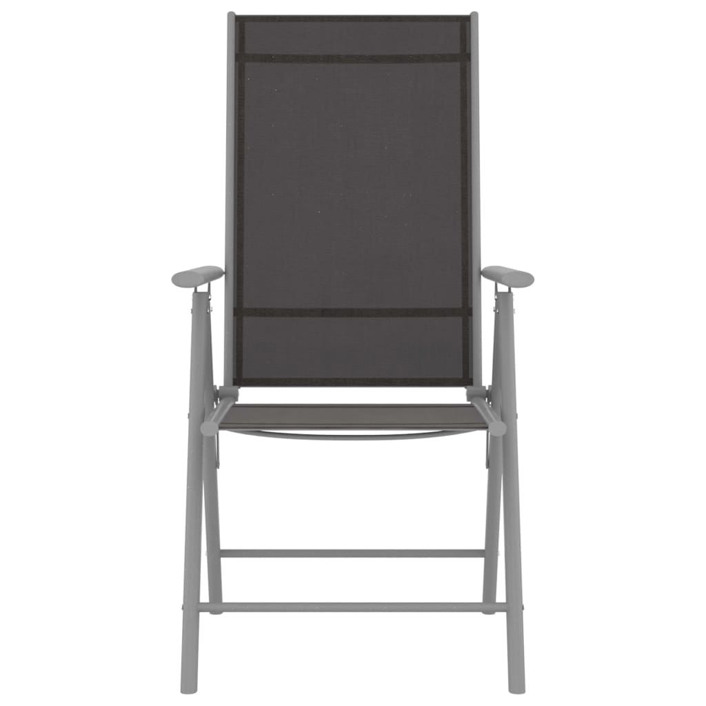 Dining Set | Silver and Black | Powder-coated aluminium, textilene, glass