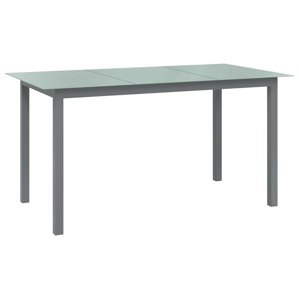 Dining Set | Silver and Black | Powder-coated aluminium, textilene, glass