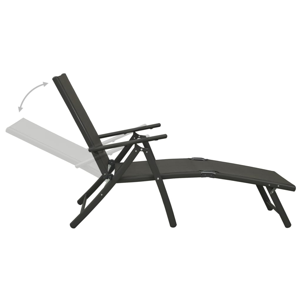 Garden Lounge Set | Black and Anthracite | Aluminium, Textilene | Medium