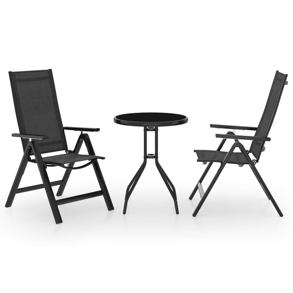 vidaXL 3 Piece Bistro Set Black and Anthracite