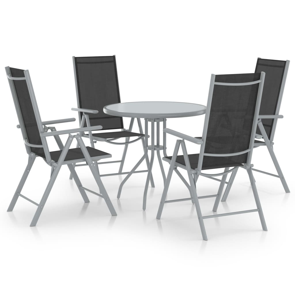 vidaXL 5 Piece Garden Dining Set Aluminium and Textilene Silver