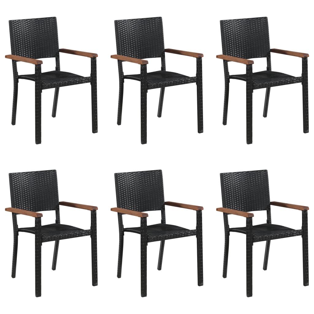 Dining Set | Black | Solid Acacia wood, PE rattan, Powder-Coated Steel