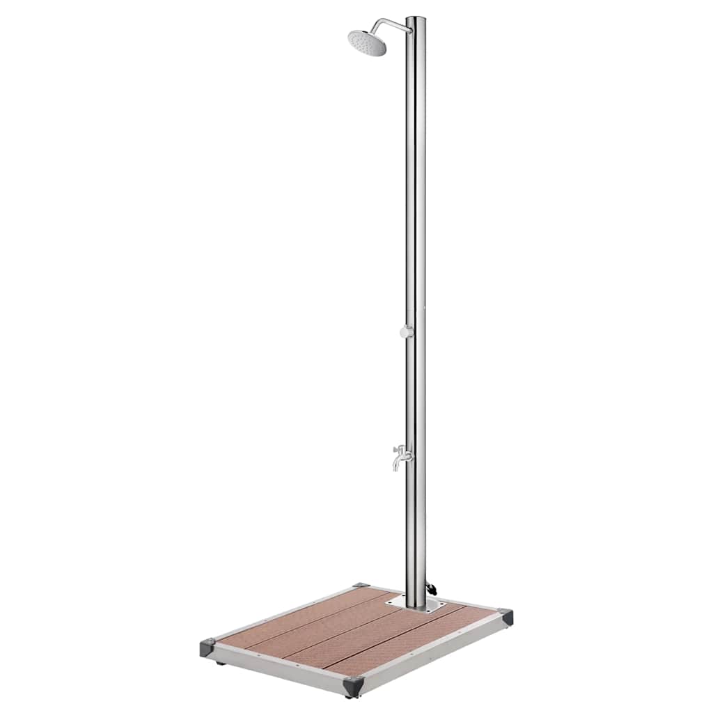Garden Shower with Brown Base 220 cm Stainless Steel