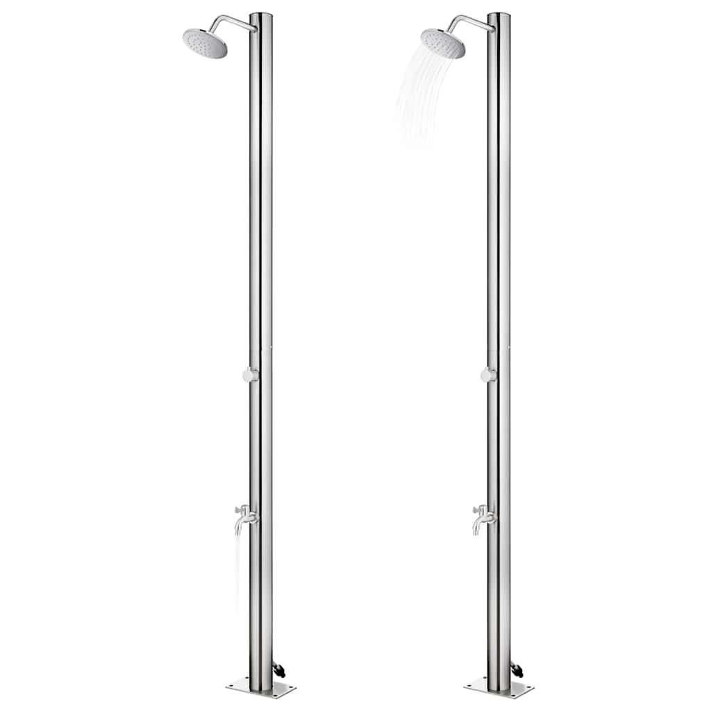 Garden Shower with Brown Base 220 cm Stainless Steel