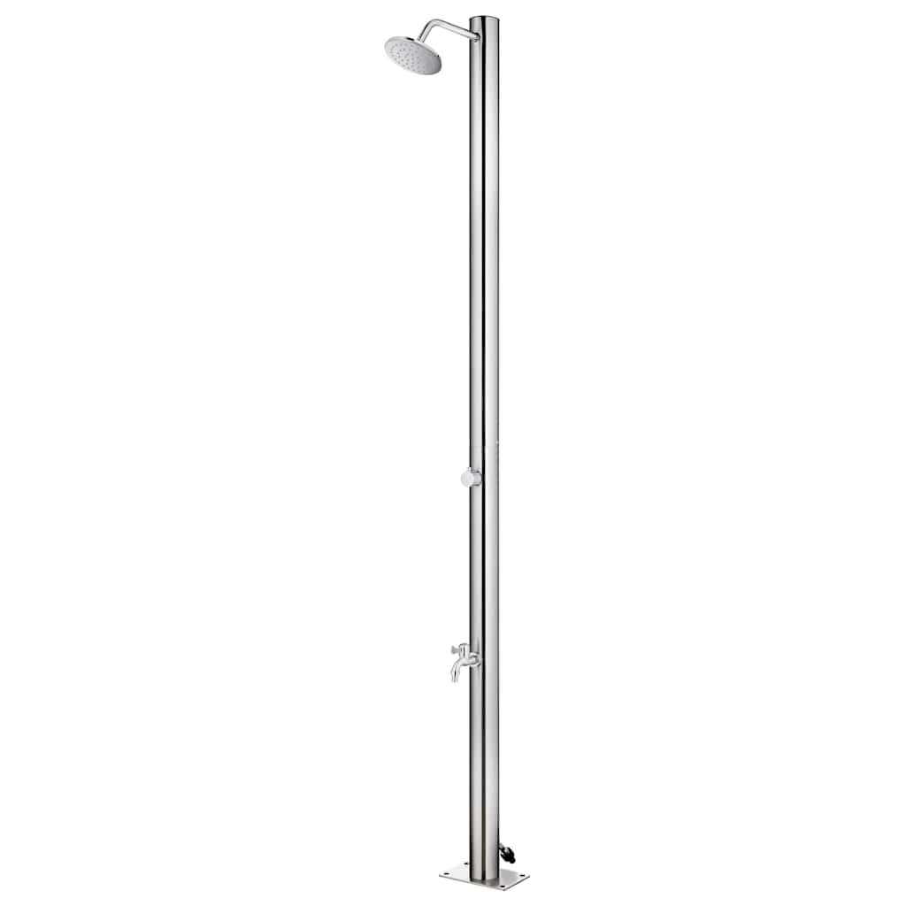 Garden Shower with Brown Base 220 cm Stainless Steel