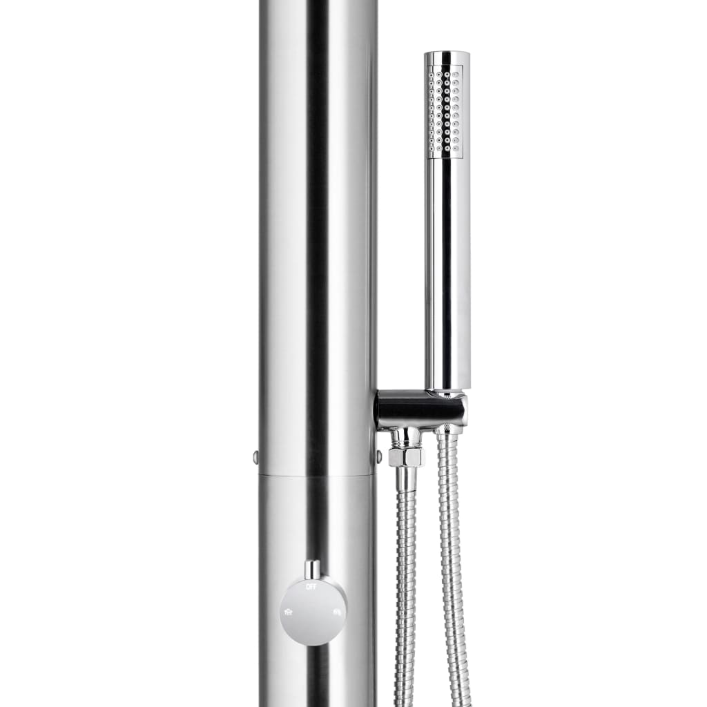 vidaXL Garden Shower with Brown Base 225 cm Stainless Steel