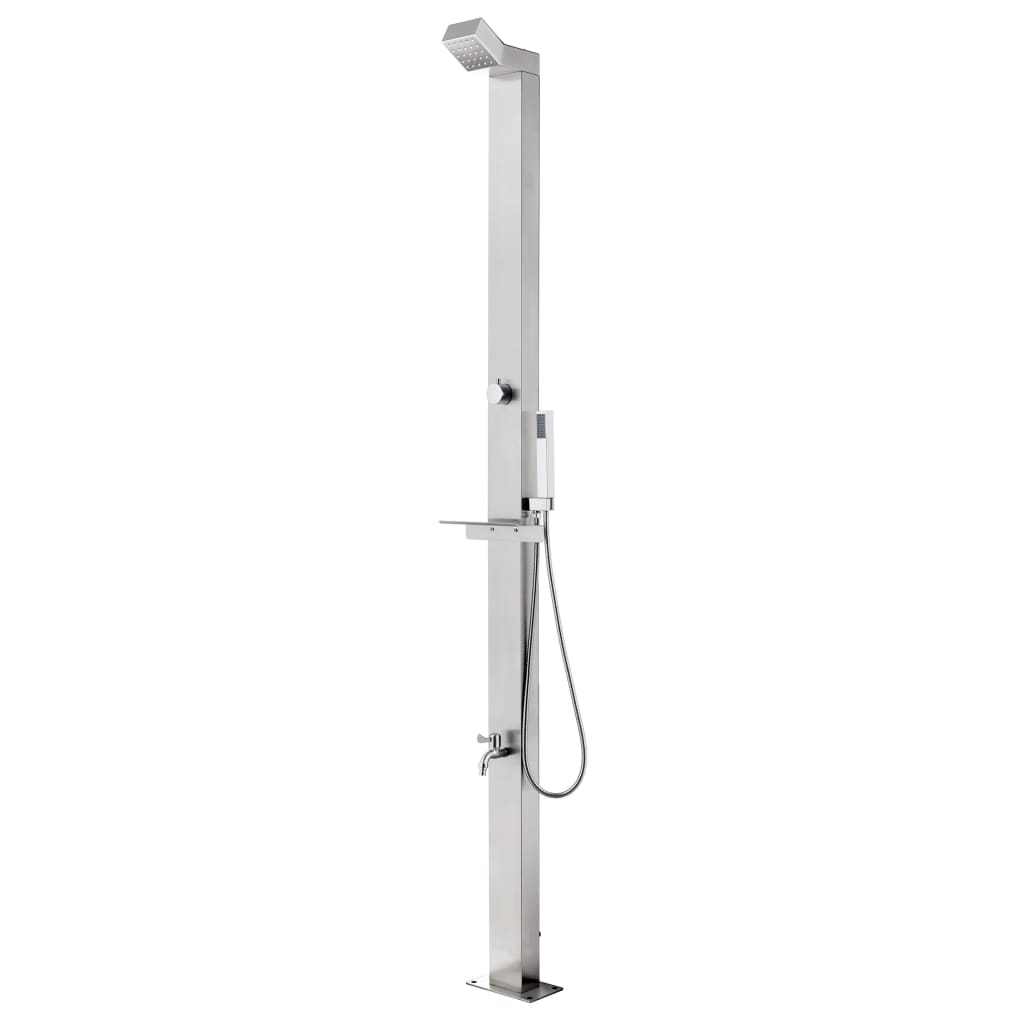 Garden Shower with Grey Base 225 cm Stainless Steel