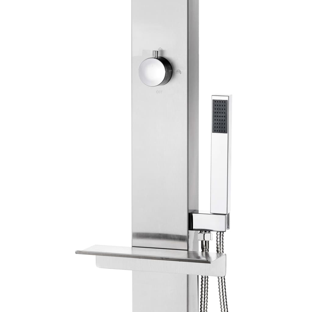 Garden Shower with Grey Base 225 cm Stainless Steel