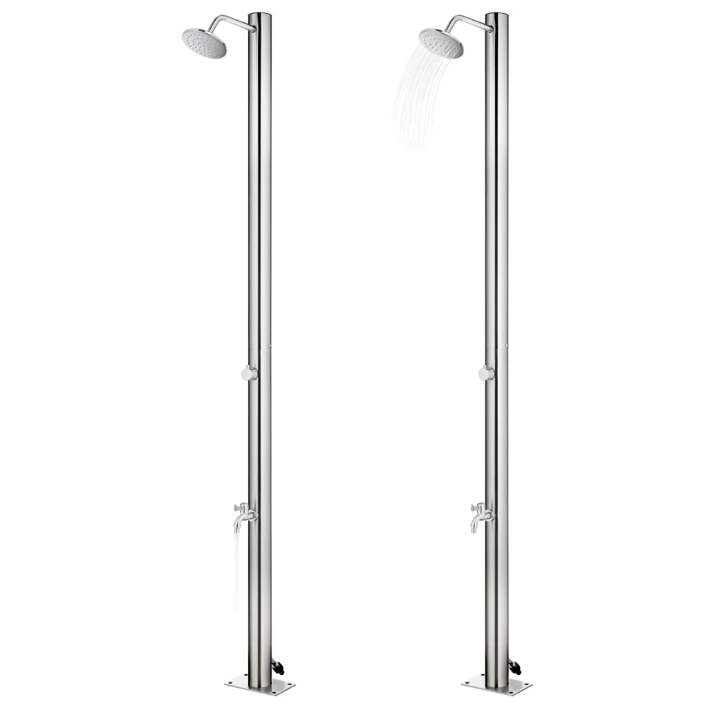 Garden Shower with Grey Base 220 cm Stainless Steel