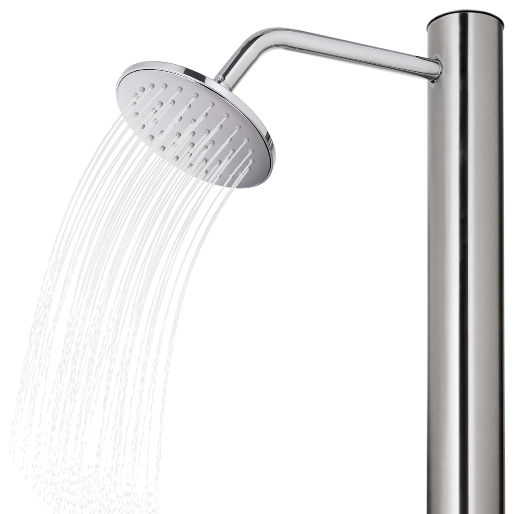 Garden Shower with Grey Base 220 cm Stainless Steel