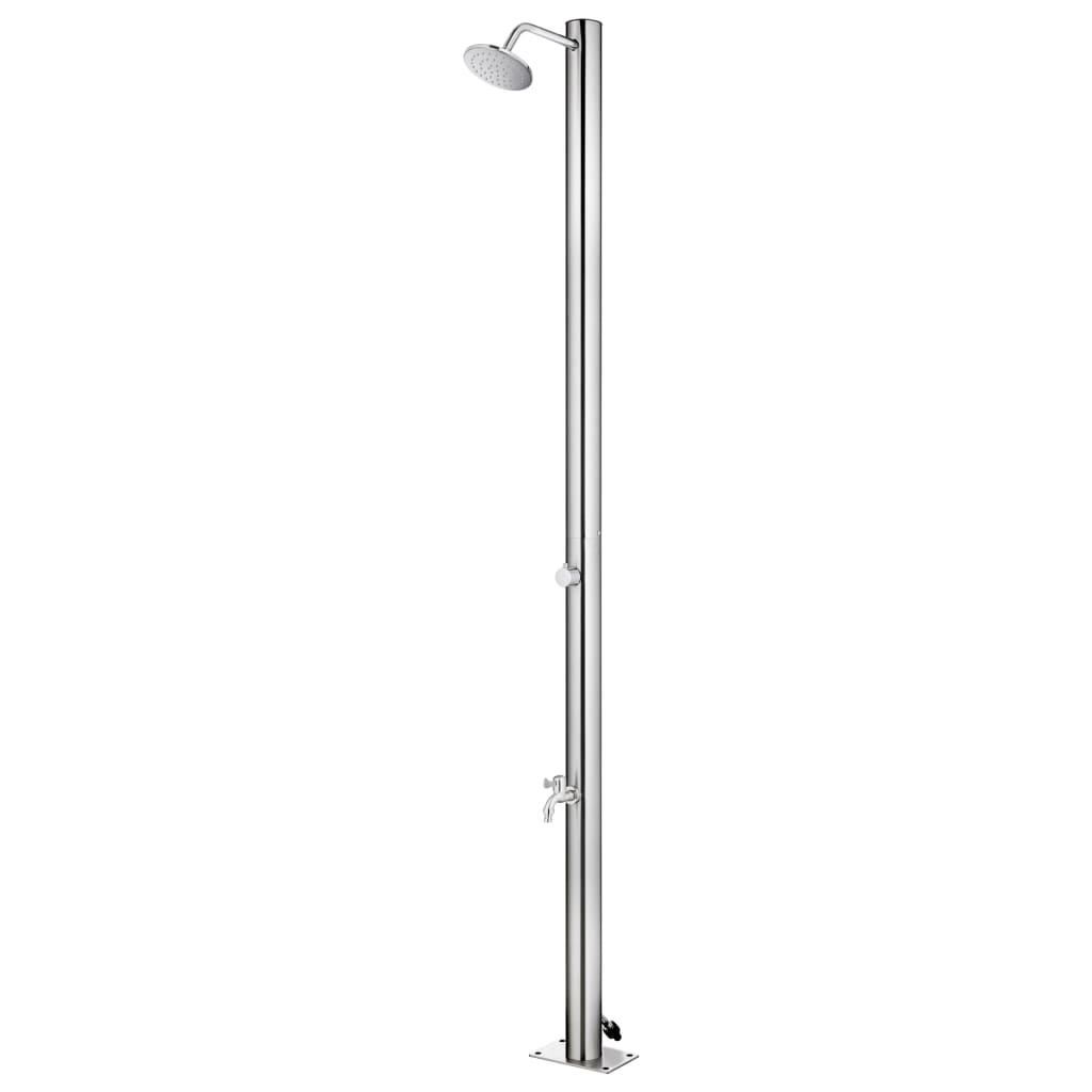 Garden Shower with Grey Base 220 cm Stainless Steel