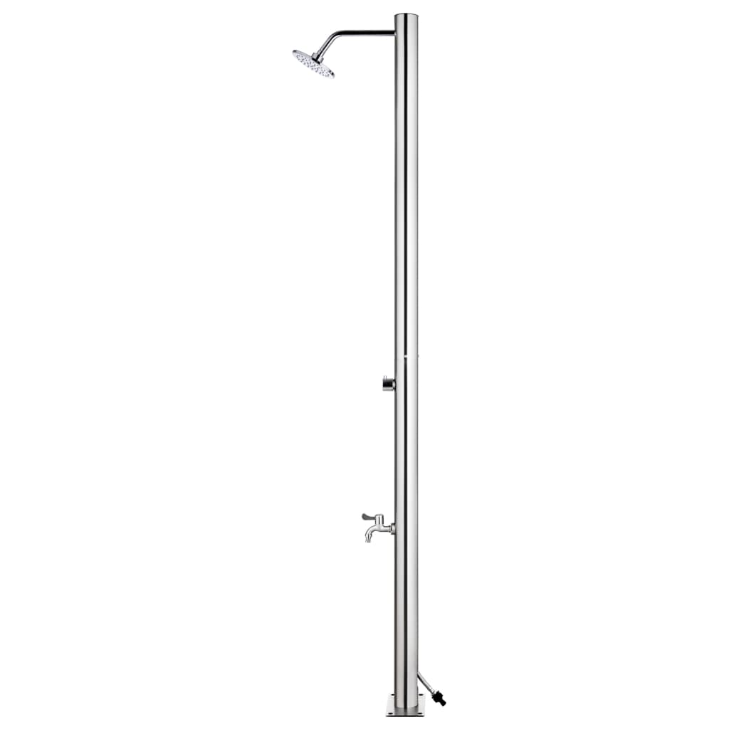 Garden Shower with Grey Base 220 cm Stainless Steel