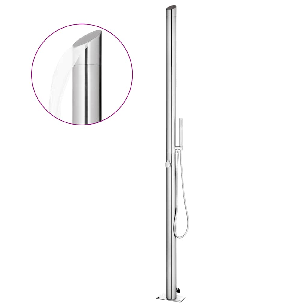 Garden Shower with Brown Base 225 cm Stainless Steel