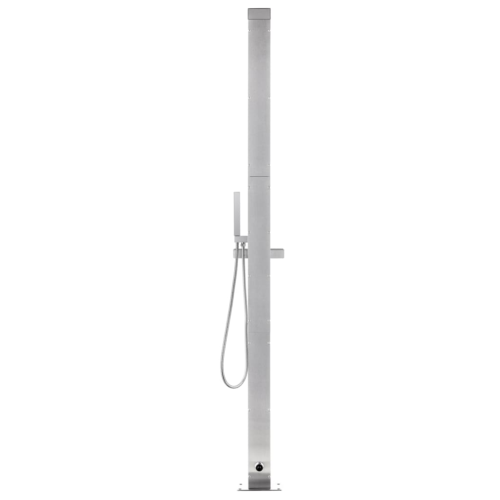 Garden Shower with Grey Base 225 cm Stainless Steel